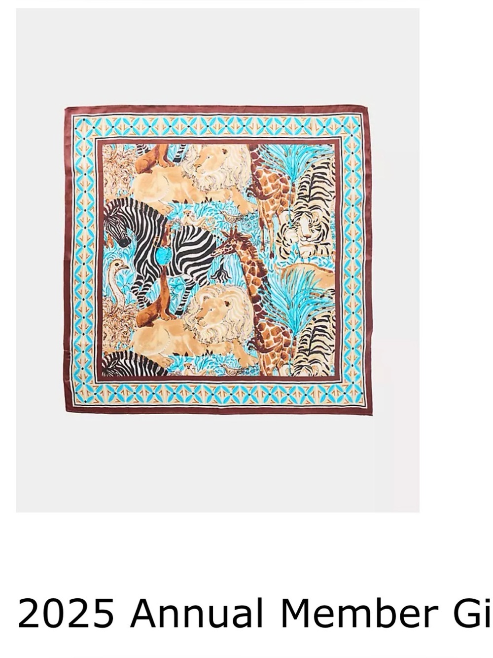 Lilly Pulitzer Turquoise, Brown & Cream Animal Print Square Scarf